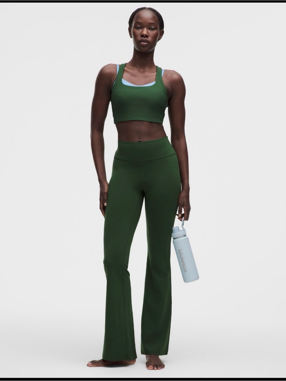 High-Rise Flared Yoga Pants in Forest Green